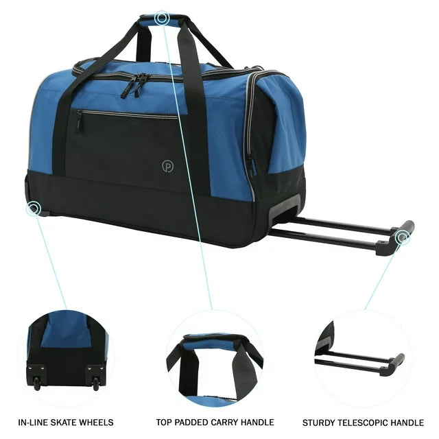 Protégé 25" Rolling Travel Duffel Bag with Telescopic Handle, Teal