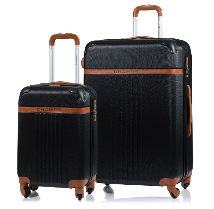 CHAMPS Vintage 2-Piece Hardside Expandable Spinner Luggage Set in Black